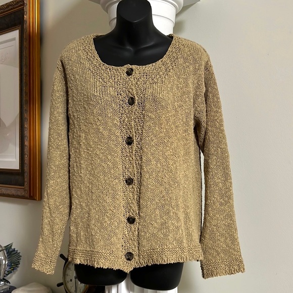 John Molloy Ireland Donegal Knit Linen and Cotton Cardigan Size Large Lagenlook - Picture 3 of 9